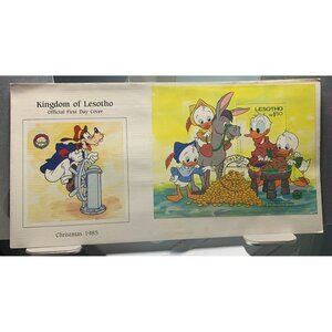 Kingdom Of Lesotho 1985 Christmas Official First Day Cover Disney Goofy & Donald